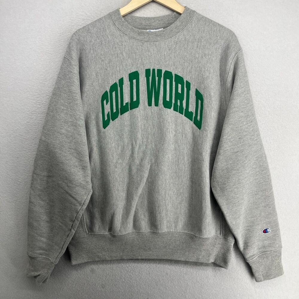COLD WORLD Sweatshirt Adult M CHAMPION Reverse Weave Frozen Goods Pullover Gray